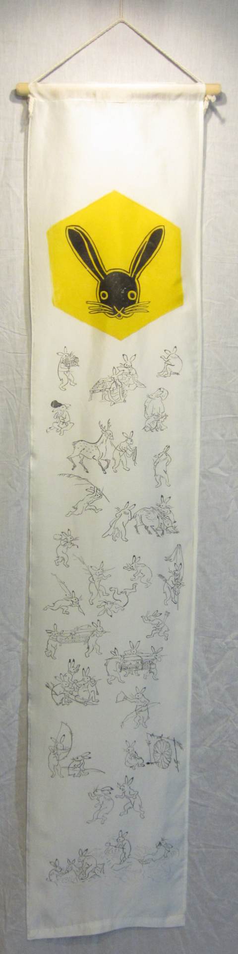 Silk banner with bunnies from the Choju Giga