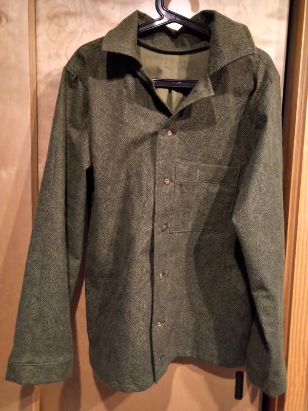 A green flannel shirt