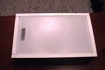 Closed lightbox, showing the cutting board surface.